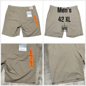 Men's Greg Norman 42 XL Golf Shorts Khaki Chino Khakis Flex Waist Stretch NWT